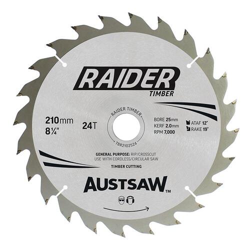 Austsaw 210mm Raider Timber Blade 25/16mm Bore 24 Teeth