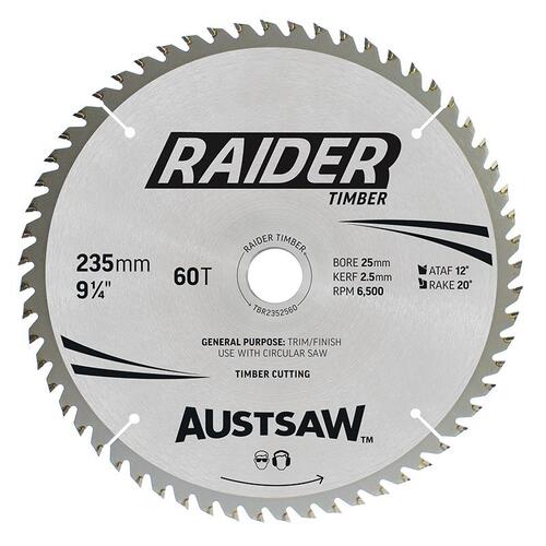 Austsaw 235mm Raider Timber Blade 25mm Bore 60 Teeth