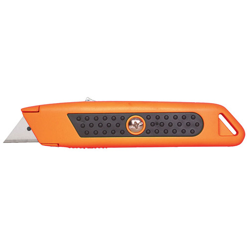 Sterling Auto Retracting Orange Safety Knife w/ Rubber Grip