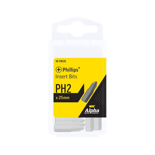 Alpha PH2 x 25mm Phillips Insert Bit - Handipack PH225SH 10/Pack