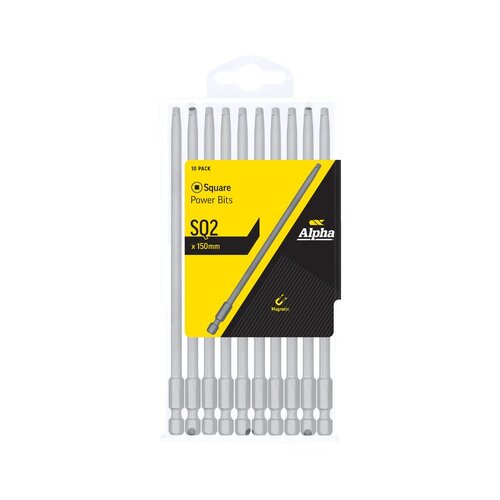 Alpha SQ2 x 150mm Square Power Bit - Handipack SQ2150SH 10/Pack