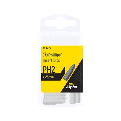 Alpha PH2 x 25mm Phillips Insert Bit PH225SHXL 20/Pack