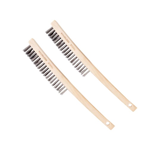 Pack of 2 - Bossweld 4 Row Stainless Steel Wire Brush Wood Handle