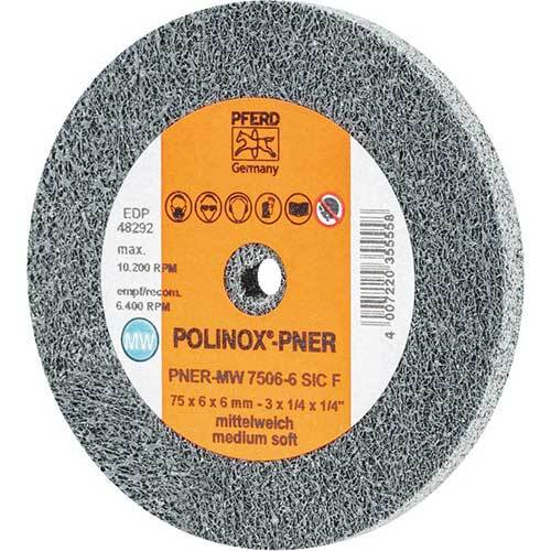 Pferd Polinox PNER Unitized Grinding Wheel Medium Soft 75 x 6mm 44691427 - Pack of 5