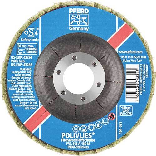 Pferd Polivlies PVL Flap Disc 115mm 180 Grit M 44694102 - Pack of 5