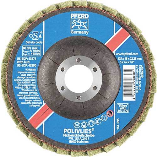Pferd Polivlies PVL Flap Disc 125mm 240 Grit F 44694113 - Pack of 5