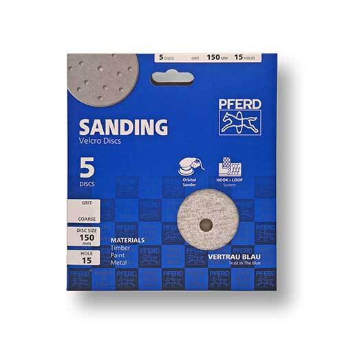Pferd 5- Pack Hook and Loop Sanding Disc Al Oxide 150mm 15-Hole 80 Grit 45017916