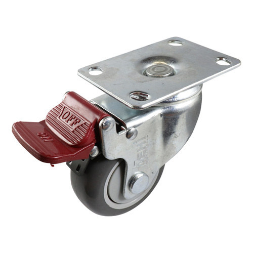 EasyRoll 75mm Urethane Swivel Brake Plate Mount Castor G6 80 kg  G62TZ45K75