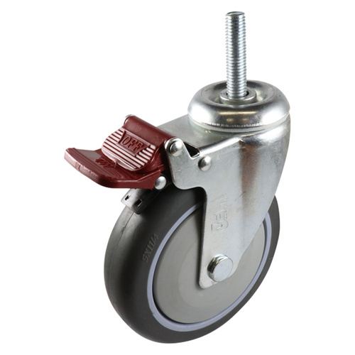 EasyRoll 150mm Grey Rubber Swivel Brake Bolt Hole Castor G6 120 kg  G64TZ44K150