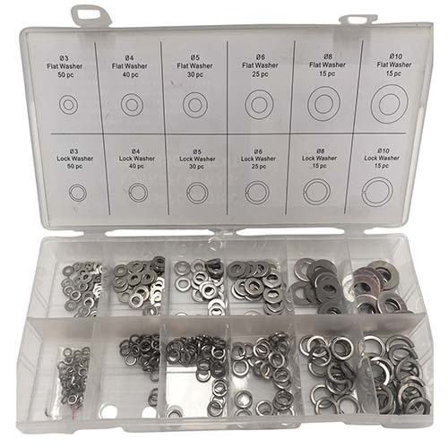 Workshop Buddy Lock and Flat Washer Grab Kit (3 - 10mm), 350 Pieces