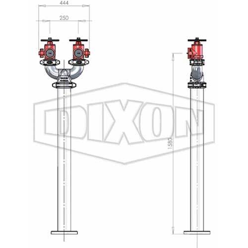 Dixon WA Twin Hydrant Riser 100mm - Galvanised