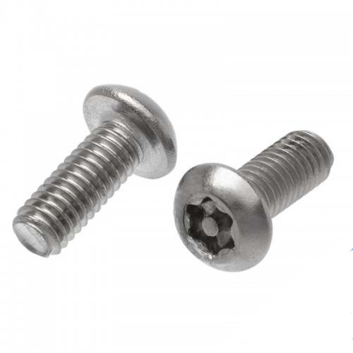 M4 x 10mm Security Button Post Torx Metal Thread Screw 304 Stainless Steel - Pack of 100