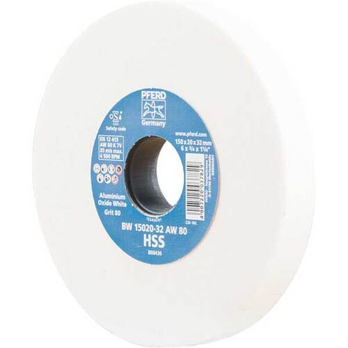 Pferd Bench Grinding Wheel Aluminium Oxide White HSS BW 150 x 20mm 80 Grit