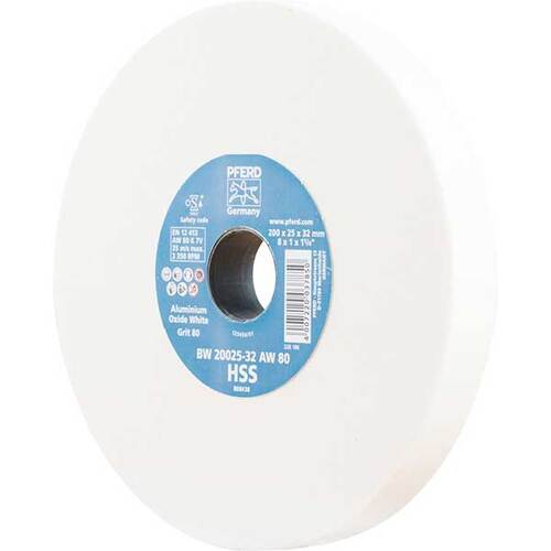 Pferd Bench Grinding Wheel Aluminium Oxide White HSS BW 200 x 25mm 60 Grit