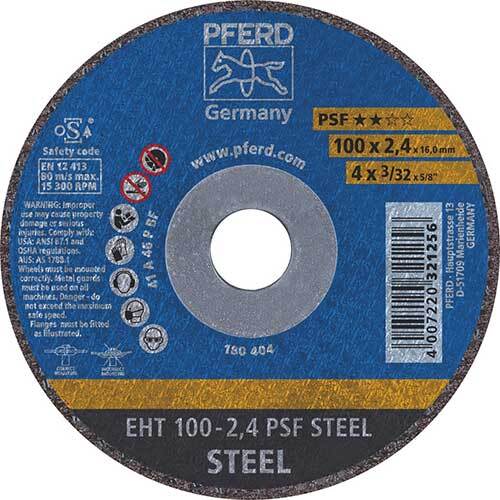 Pferd Flat Cut-Off Wheel PSF Steel 100 x 2.4mm 61741116 - Pack of 25