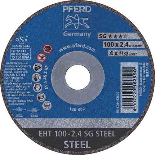 Pferd Flat Cut-Off Wheel Premium Steel 100 x 2.4mm 61340116 - Pack of 25
