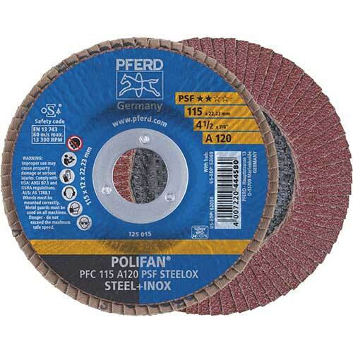 Pferd Polifan Flap Disc GP Al Oxide - Steel/Inox 115mm 120 Grit - Pack of 10