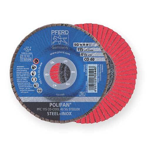 Pfred Polifan Flap Disc SG Ceramic COOL - Steelox 115mm 40 Grit - Pack of 10