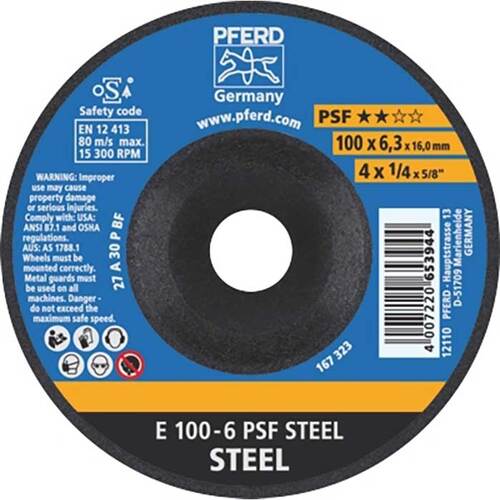 Pferd Grinding Wheel GP Depressed Centre Steel 100mm 62010634 - Pack of 25