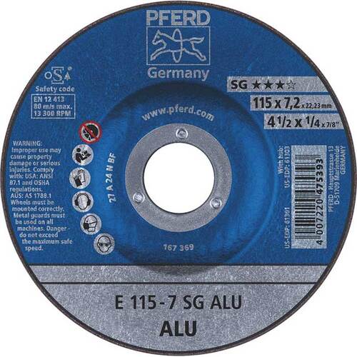Pferd Premium Grinding Wheel D/C Aluminium 115mm 62211622 - Pack of 10
