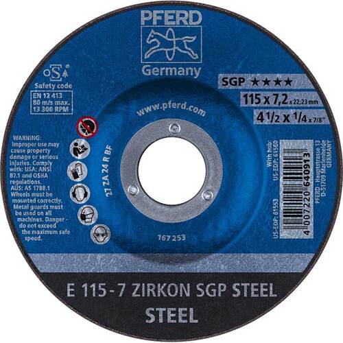 Pferd Grinding Wheel D/C SGP Steel 115mm 62211737 - Pack of 10