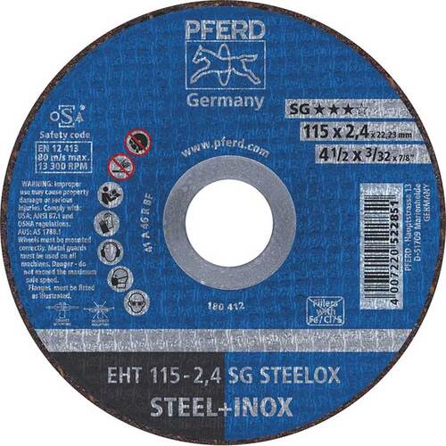 Pferd Flat Cut-Off Wheel Premium Steelox 115 x 2.4mm 61340432 - Pack of 25