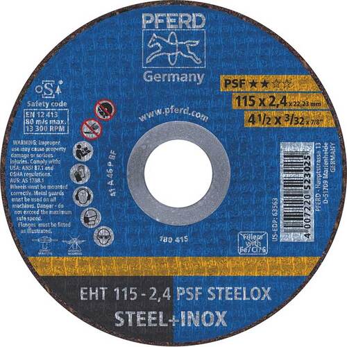 Pferd Flat Cut-Off Wheel GP - Steelox 115mm x 2.4mm 61730122 - Pack of 25