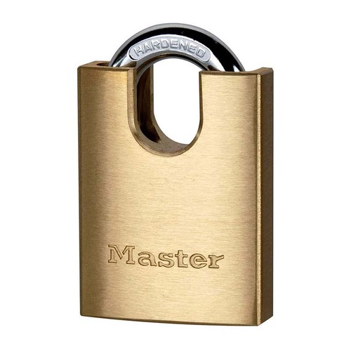Master Lock 40mm Brass Shourded Padlock - Hardened Steel Shrouded Shackle