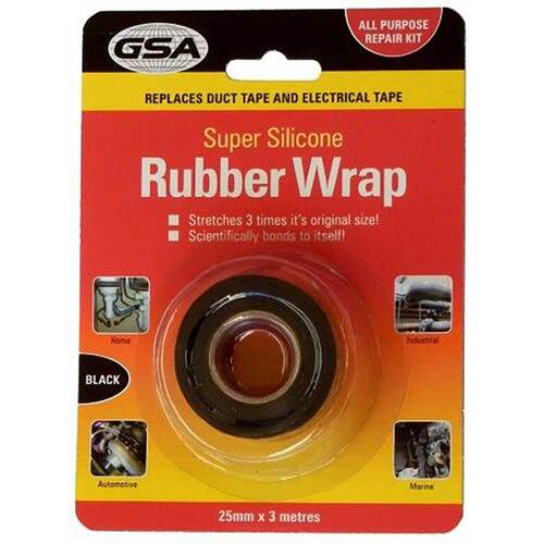 GSA Silicone Rubber Wrap Tape Black 25mm x 3m