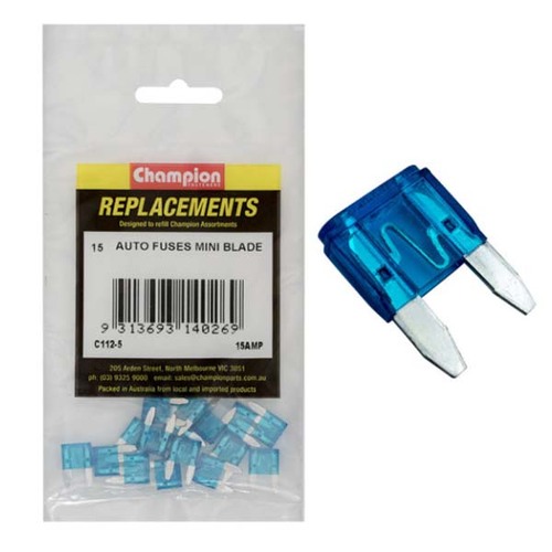 Champion C112-5 Auto Mini Blade Fuse 15 Amp - 15/Pack