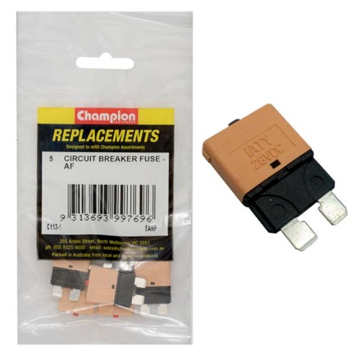 Champion C113-1 Circuit Breaker Blade Fuse AF 5 Amp - 5/Pack