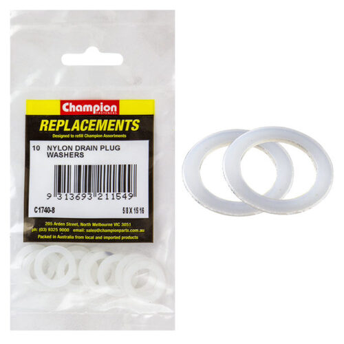 Champion C1740-8 Nylon Flat Washer 5/8 x 15/16 x 1/32" - 10/Pack