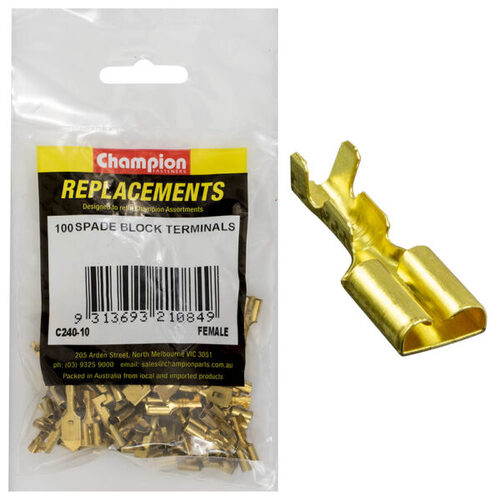 Champion C240-10 Crimp Terminal Blade Female Non-Insulated - 100/Pack