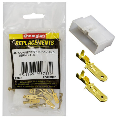 Champion C240-7 Connector Block and Terminal Male 8 Pin - 45/Pack