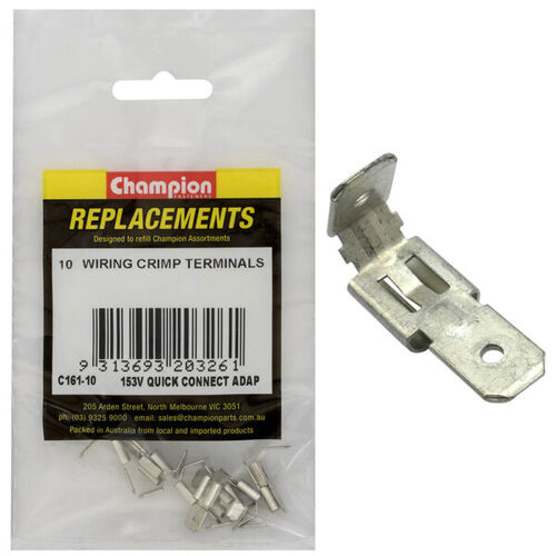 Champion C161-10 Crimp Terminal Male Push On 2 Way Connector 153V - 10/Pack