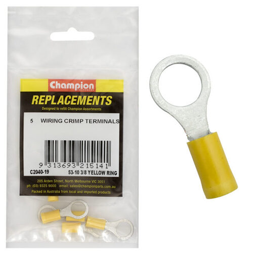 Champion C2040-19 Crimp Terminal Ring 53-10 Yellow - 5/Pack