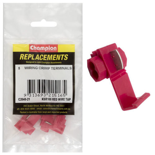 Champion C2040-21 Self Stripping Wire Tap KSR 100 Red - 5/Pack