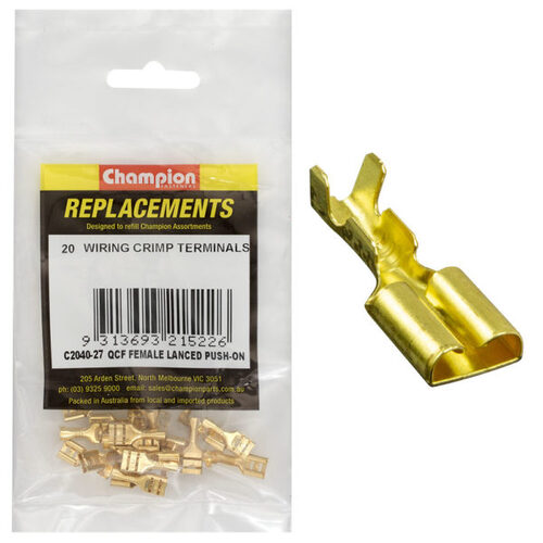 Champion C2040-27 Crimp Terminal Female Lanced Push-On QCF Female - 20/Pack