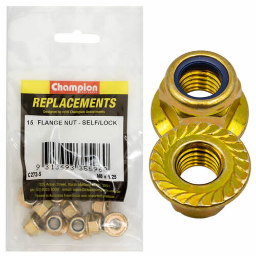 Champion C272-5 Self-Locking Hex Flange Nut M8 x 1.25mm - 15/Pack