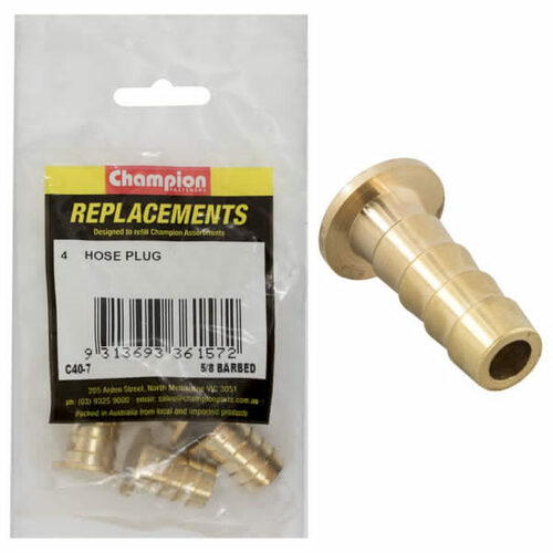 Champion C40-7 Hose Plug Barbed Brass 5/8 - 4/Pack