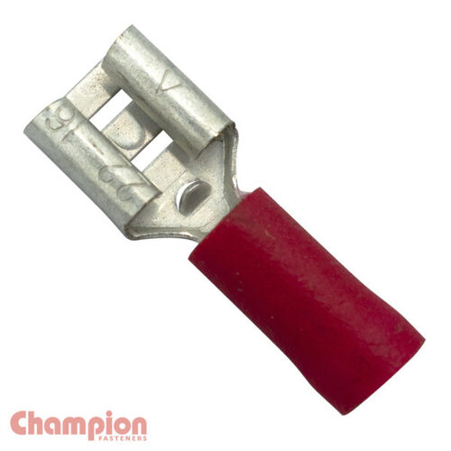 Champion 309F Crimp Terminal Blade Female 6.3mm Red - 100/Pack