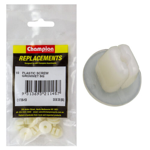 Champion C1735-13 Screw Grommet 9 x 17mm, Screw Size 4.8mm Clear - 10/Pack