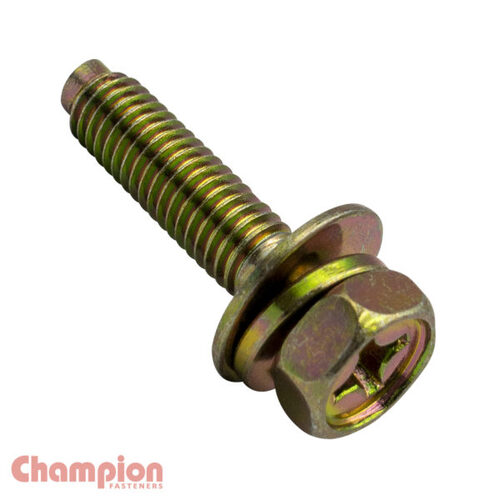 Champion CBP186 Hex Set Screw Combo Flat/Spring Washer M6 x 30mm - 50/Pack