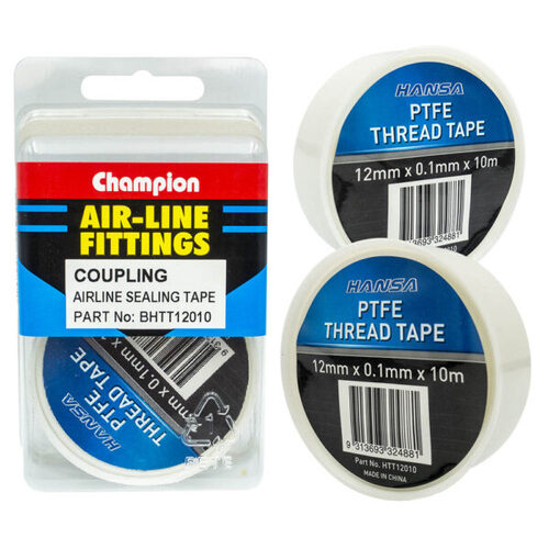 Champion Airline Coupling PTFE Sealing Thread Tape 12 x 0.1mm x 10m - 2/Pack
