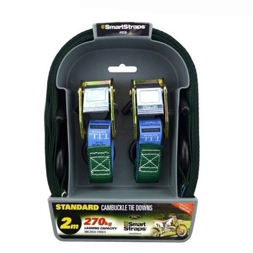 SmartStraps Cambuckle Tie Down Strap Green 2m - 2/Pack