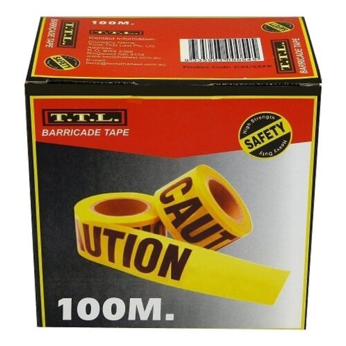 TTL Safety Tape 100m "Caution" Yellow & Black