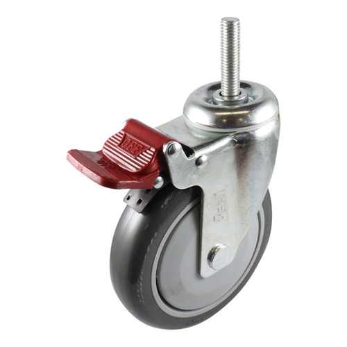 150mm Swivel Stem Castor with Brake - Urethane Wheel Grey G6