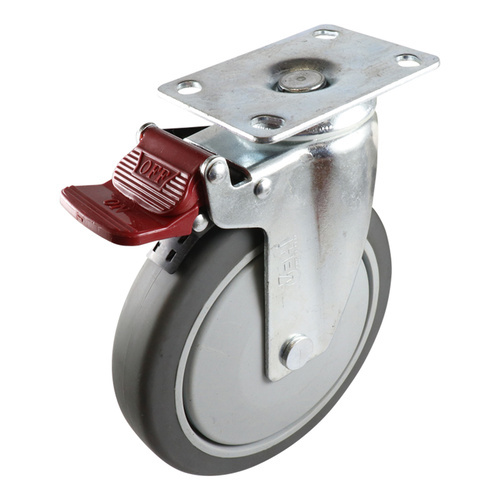 150mm Swivel Plate Castor with Brake - Urethane Wheel Grey G6
