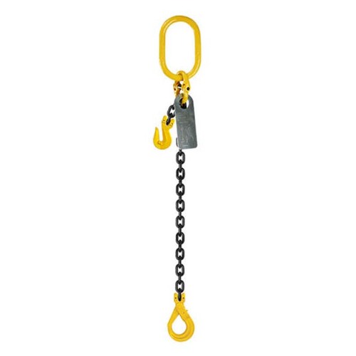 Grade 80 Chainsling 6mm x 1m 1 Leg W/ Clevis Grab Shortner & Self Locking Hook