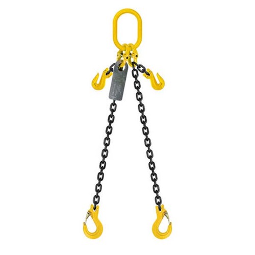Grade 80 Chain Sling 8mm x 1m 2 Leg W/ Clevis Grab Shortner & Sling Hook
